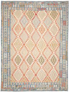 Tappeto Kilim Afghanistan Geometrico Blu Beige 262x345 Cm
