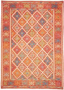 Tappeto Kilim Afghanistan Geometrico Arancio Policromo 209x291 Cm