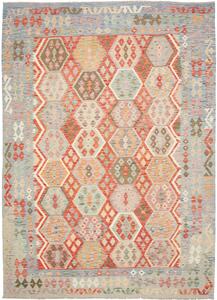 Tappeto Kilim Afghanistan Astratto Azzurro Corallo 214x299 Cm