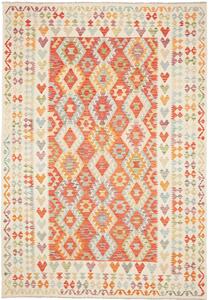Tappeto Kilim Afghanistan Astratto Arancio Multicolore 204x294 Cm