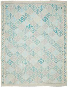 Tappeto Kilim Afghanistan Astratto Beige Azzurro 240x311 Cm