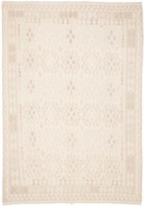 Tappeto Kilim Afghanistan Geometrico Bianco Crema Beige 204x287 Cm