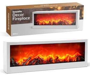 Bewello - Caminetto elettrico decorativo mobile per la mensola del camino o il tavolo - Caminetto con effetto fiamma a LED - Batteria o USB - 60 x 10 x 20 cm