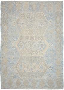 Tappeto Kilim Afghanistan Geometrico Azzurro Beige 211x290 Cm