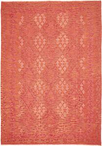 Tappeto Kilim Afghanistan Geometrico Arancio Salmone Terracotta 204x295 Cm
