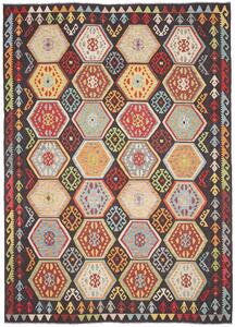 Tappeto Kilim Afghanistan Geometrico Multicolore Nero 206x290 Cm