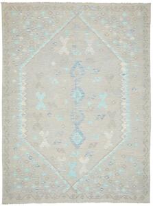 Tappeto Kilim Afghanistan Astratto Grigio Azzurro 206x284 Cm