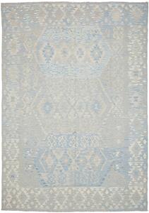 Tappeto Kilim Afghanistan Geometrico Azzurro Beige 206x296 Cm