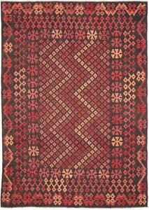 Tappeto Kilim Afghanistan Geometrico Rosso Nero 207x292 Cm