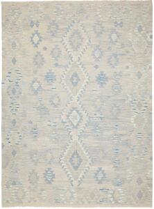 Tappeto Kilim Afghanistan Geometrico Beige Azzurro 207x283 Cm