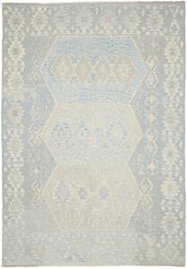Tappeto Kilim Afghanistan Tribale Azzurro Beige Chiaro 206x297 Cm
