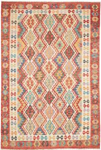Tappeto Kilim Afghanistan Astratto Terracotta Crema 199x293 Cm