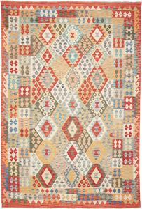 Tappeto Kilim Afghanistan Astratto Multicolore Terracotta 211x313 Cm