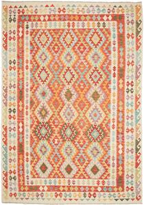 Tappeto Kilim Afghanistan Astratto Arancio Multicolore 208x295 Cm