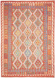 Tappeto Kilim Afghanistan Astratto Arancio Blu 209x289 Cm