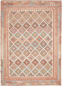 Tappeto Kilim Afghanistan Astratto Corallo Azzurro 206x284 Cm