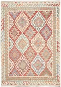 Tappeto Kilim Afghanistan Geometrico Terracotta Beige 192x261 Cm