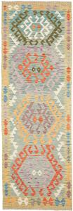 Tappeto Kilim Afghanistan Astratto Azzurro Arancione 85x263 Cm