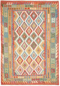 Tappeto Kilim Afghanistan Geometrico Multicolore Arancione 207x295 Cm
