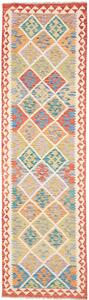 Tappeto Kilim Afghanistan Astratto Multicolore Rosso Crema 81x294 Cm