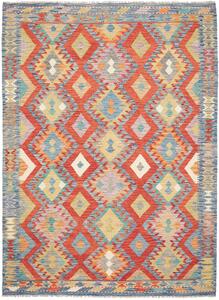 Tappeto Kilim Afghanistan Geometrico Rosso Blu 177x243 Cm