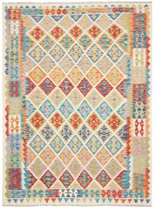 Tappeto Kilim Afghanistan Geometrico Crema Vivace 175x235 Cm