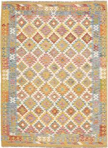Tappeto Kilim Afghanistan Geometrico Crema Oro 176x241 Cm
