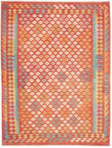 Tappeto Kilim Afghanistan Astratto Rosso Arancio Multicolore 182x239 Cm