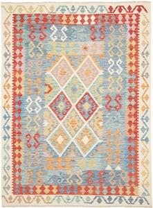 Tappeto Kilim Afghanistan Geometrico Blu Rosso 178x242 Cm