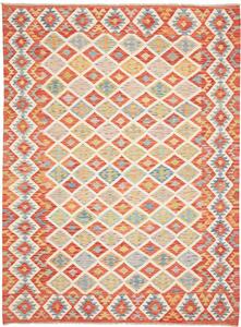 Tappeto Kilim Afghanistan Astratto Arancio Blu 180x247 Cm