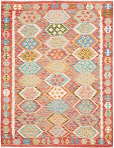Tappeto Kilim Afghanistan Geometrico Arancio Multicolore 180x237 Cm
