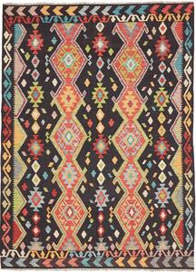 Tappeto Kilim Afghanistan Geometrico Scuro Multicolore 168x232 Cm