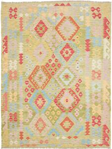 Tappeto Kilim Afghanistan Geometrico Verde Rosa 182x245 Cm