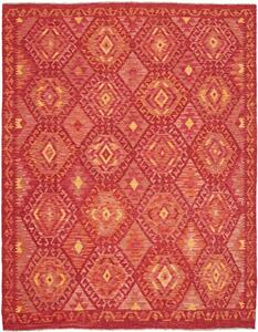 Tappeto Kilim Afghanistan Geometrico Rosso Arancio 177x225 Cm