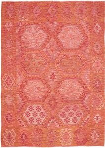 Tappeto Kilim Afghanistan Geometrico Arancio Rosso Terracotta 171x248 Cm