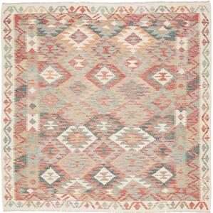 Tappeto Kilim Afghanistan Geometrico Beige Azzurro 196x195 Cm