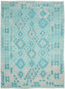 Tappeto Kilim Afghanistan Geometrico Azzurro Acquamarina 181x244 Cm