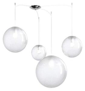 Sospensione Contemp Glitter Metallo Cromo Vetro Soffiato Trasp 4 Luci E27 Mix