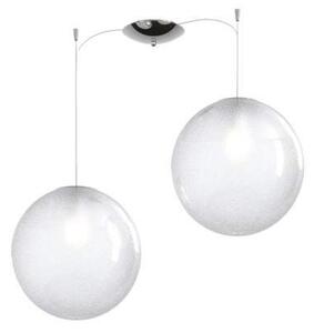 Sospensione Contemp Glitter Metallo Cromo Vetro Soffiato Trasp 2 Luci E27 30Cm