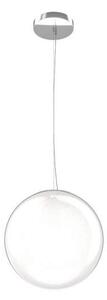 Sospensione Contemporanea Glitter Metallo Cromo Vetro Soffiato Trasp 1 Luce E14