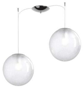 Sospensione Contemp Glitter Metallo Cromo Vetro Soffiato Trasp 2 Luci E27 25Cm