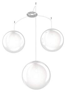 Sospensione Contemp Glitter Metallo Cromo Vetro Soffiato Trasp 3 Luci E27 30Cm