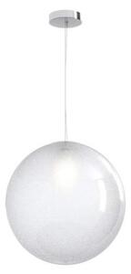 Sospensione Contemp Glitter Metallo Cromo Vetro Soffiato Trasp 1 Luce E27 40Cm
