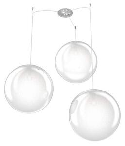 Sospensione Contemp Glitter Metallo Cromo Vetro Soffiato Trasp 3 Luci E27 40Cm