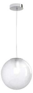Sospensione Contemp Glitter Metallo Cromo Vetro Soffiato Trasp 1 Luce E27 25Cm