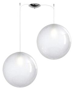 Sospensione Contemp Glitter Metallo Cromo Vetro Soffiato Trasp 2 Luci E27 40Cm