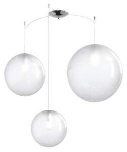 Sospensione Contemp Glitter Metallo Cromo Vetro Soffiato Trasp 3 Luci E27 Mix