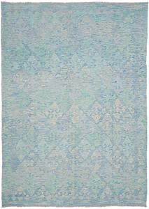 Tappeto Kilim Afghanistan Geometrico Azzurro Verde Acqua 173x243 Cm