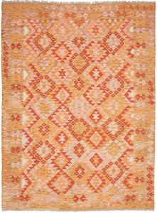 Tappeto Kilim Afghanistan Geometrico Arancio Beige 174x232 Cm