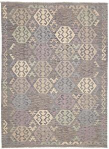 Tappeto Kilim Afghanistan Geometrico Grigio Beige 182x247 Cm